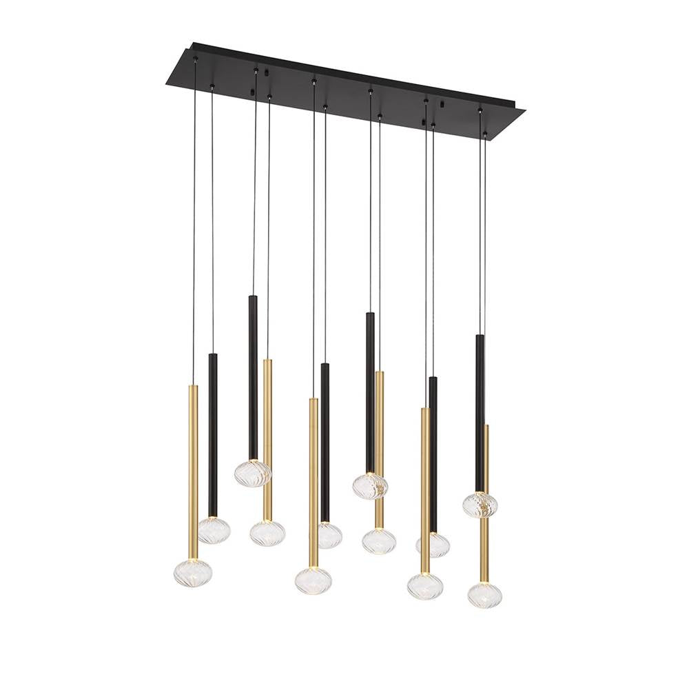 Lib&Co Soffio, 12 Light Linear Led Chandelier, Matte Black