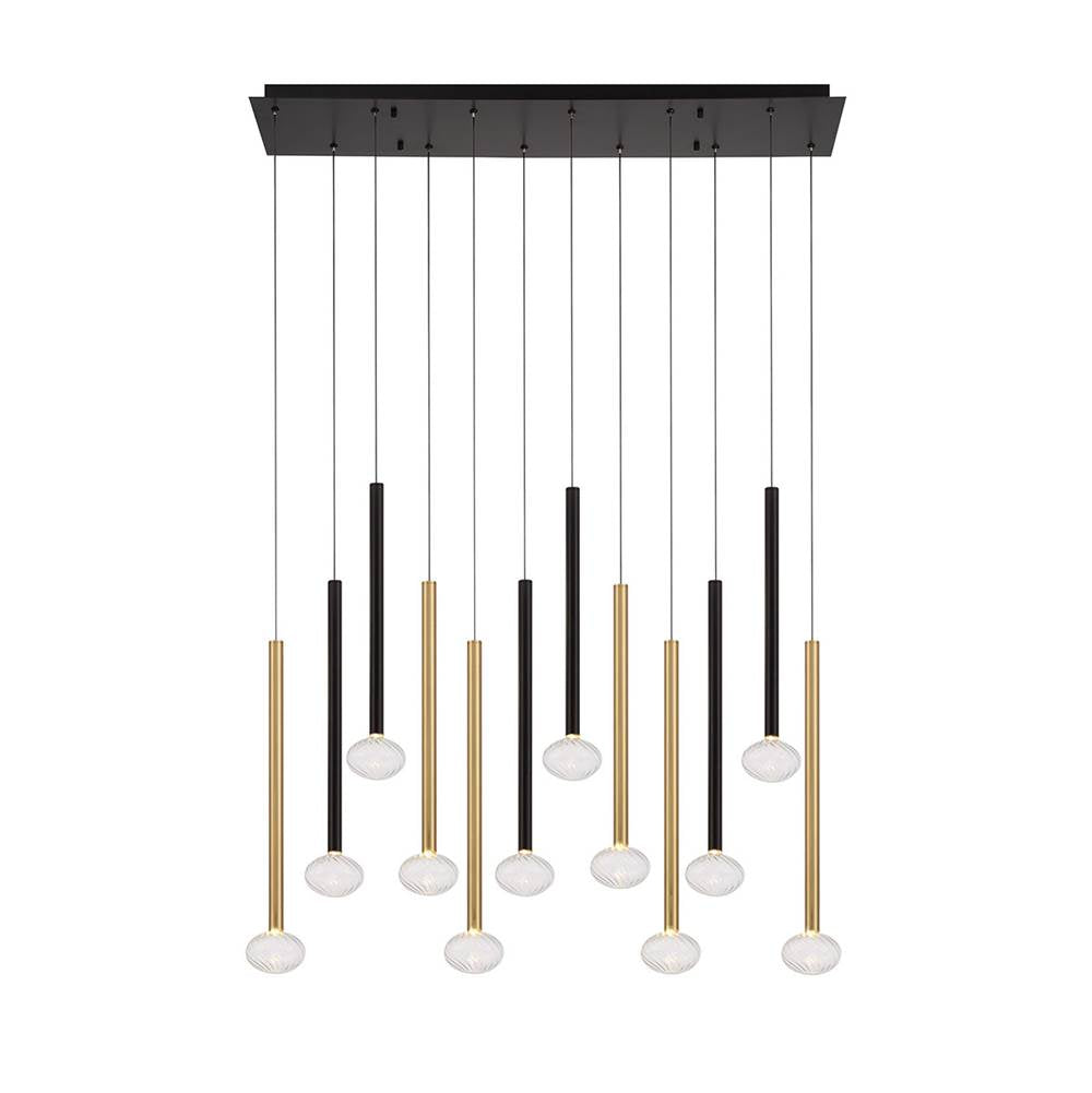 Lib&Co 12113-023 Matte Black And Brushed Gold Soffio, 12 Light Linear Led Chandelier, Mixed Image 1