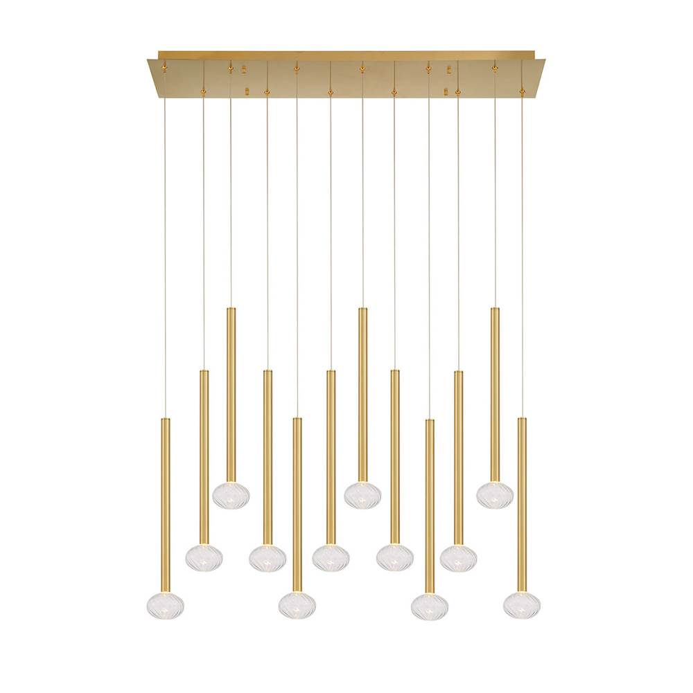 Lib&Co 12113-07 Plated Brushed Gold Soffio, 12 Light Linear Led Chandelier, Plated Brushed Gold Image 1