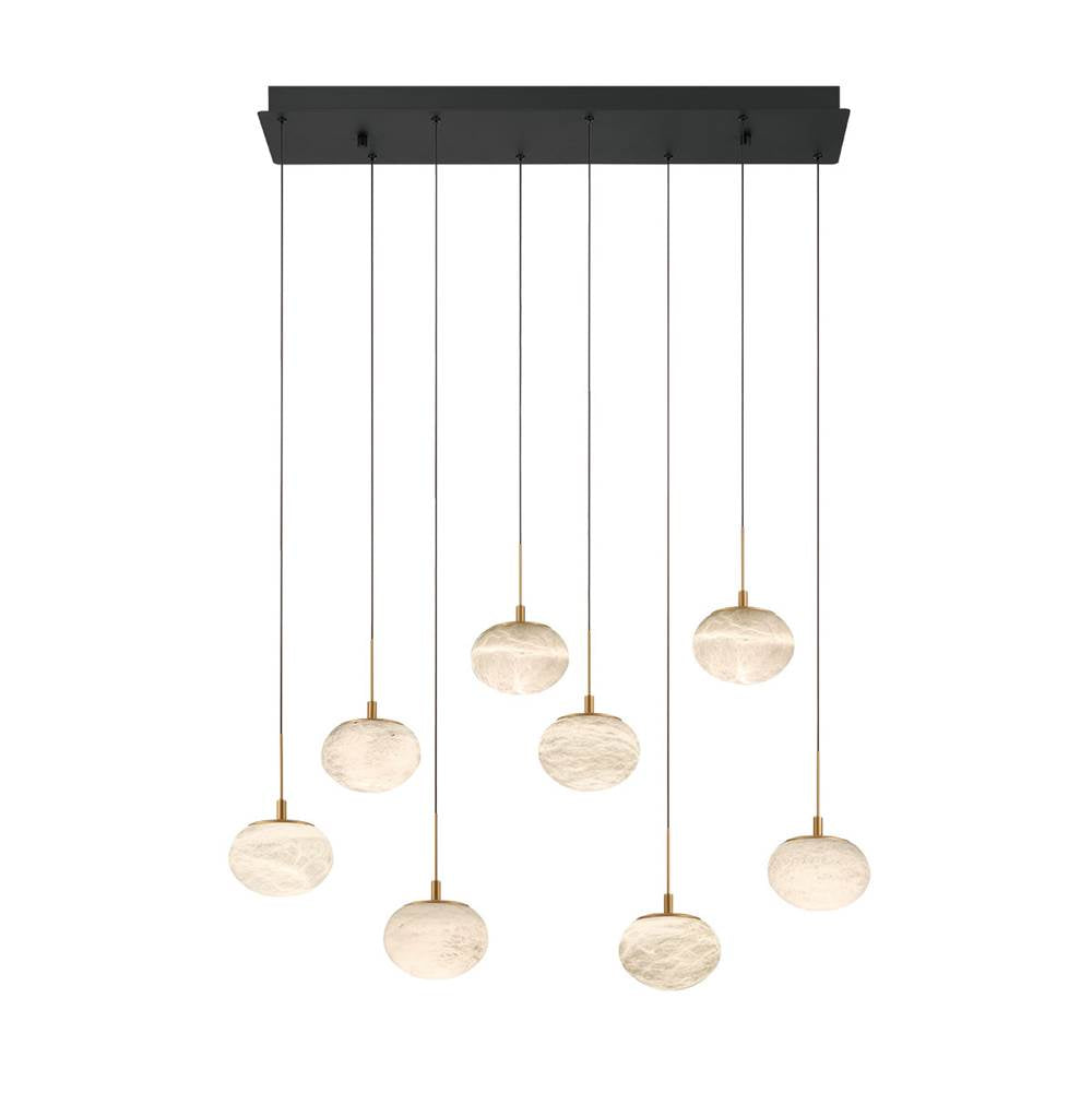 Lib&Co 12124-02 Matte Black Calcolo, 8 Light Rectangular Led Chandelier, Matte Black Image 1