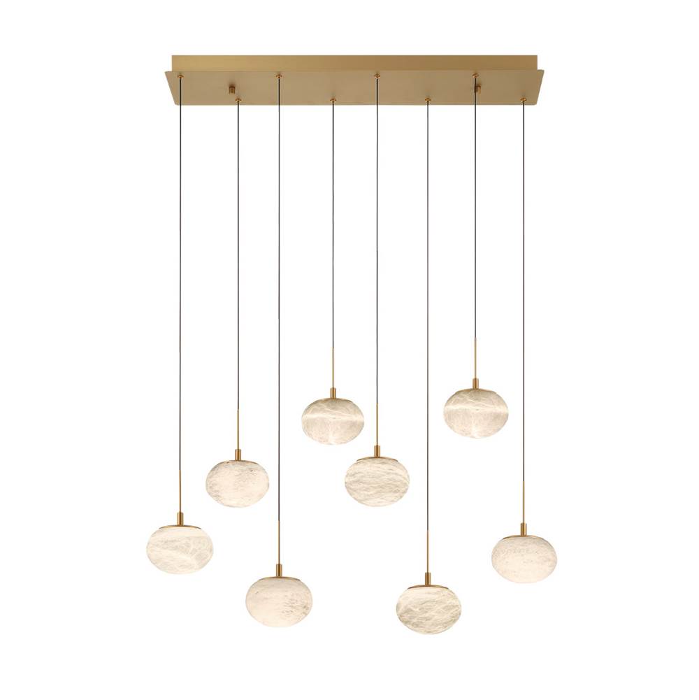 Lib&Co 12124-030 Painted Antique Brass Calcolo, 8 Light Rectangular Led Chandelier, Painted Antique Brass Image 1