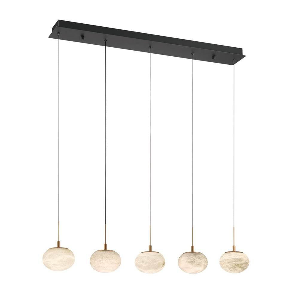 Lib&Co Calcolo, 5 Light Linear Led Chandelier, Matte Black