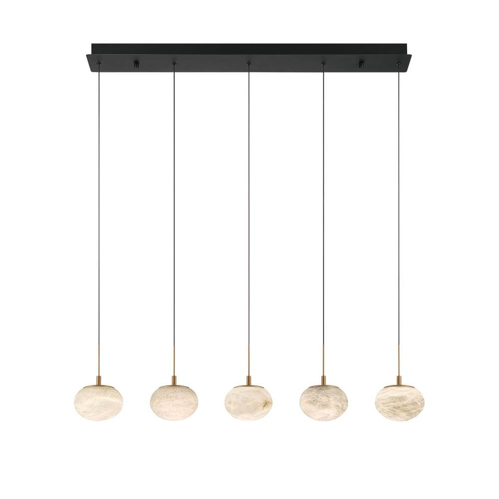 Lib&Co 12125-02 Matte Black Calcolo, 5 Light Linear Led Chandelier, Matte Black Image 1