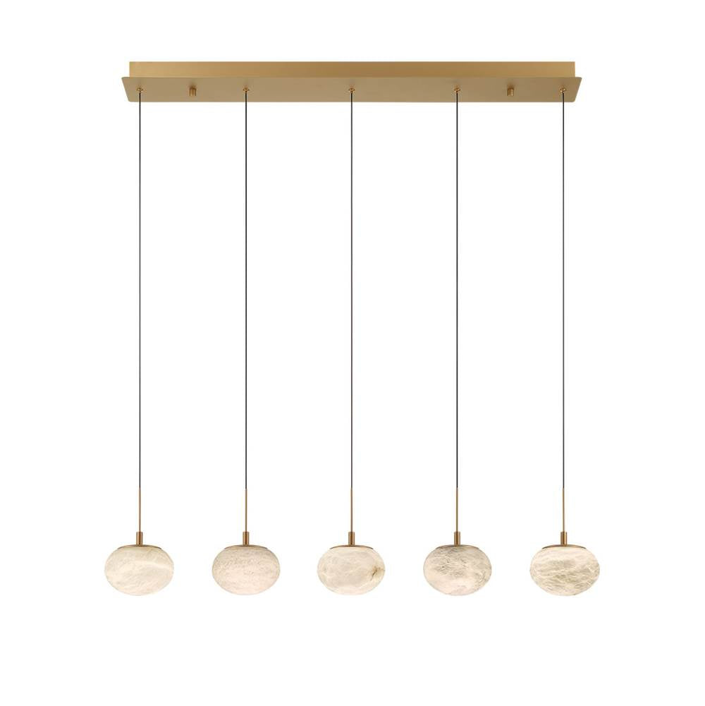 Lib&Co 12125-030 Painted Antique Brass Calcolo, 5 Light Linear Led Chandelier, Painted Antique Brass Image 1