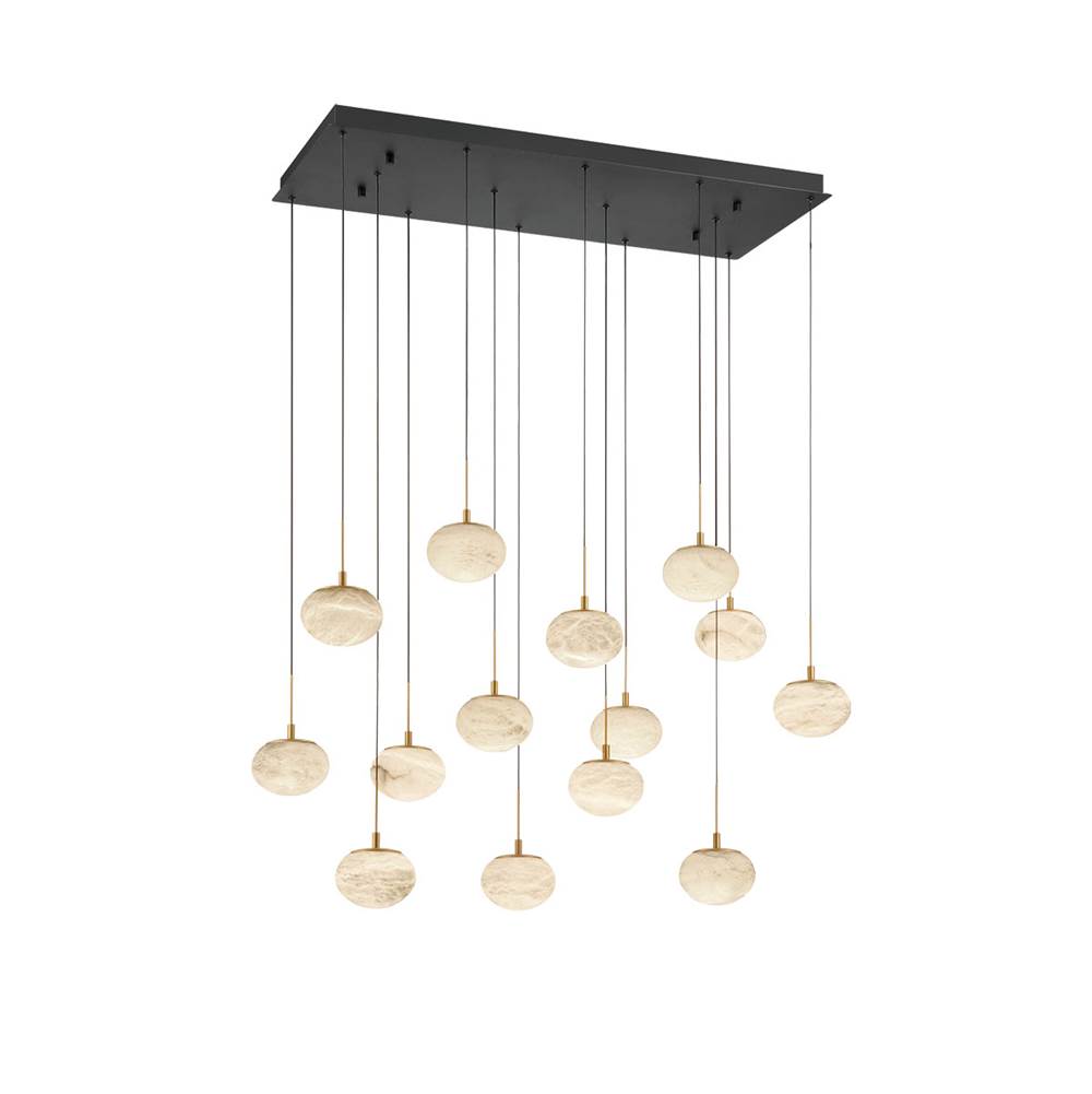 Lib&Co Calcolo, 14 Light Rectangular Led Chandelier, Matte Black
