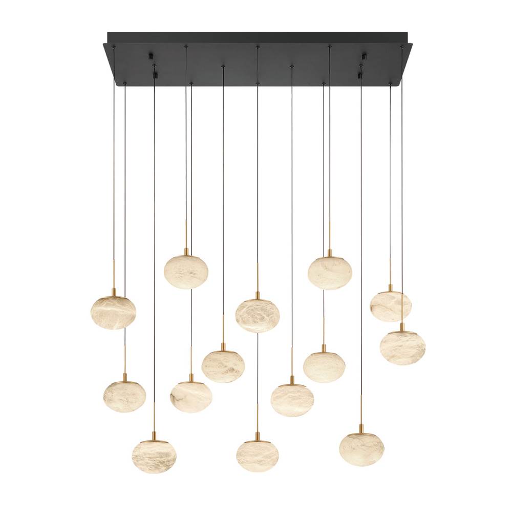 Lib&Co 12126-02 Matte Black Calcolo, 14 Light Rectangular Led Chandelier, Matte Black Image 1