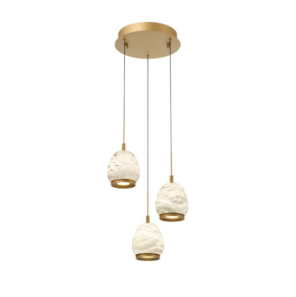 Lib&Co Lucidata, 3 Light Round Led Pendant, Matte Black