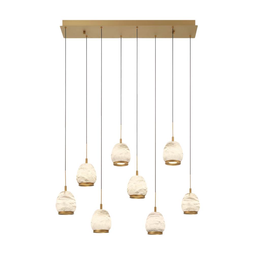 Lib&Co 12140-030 Painted Antique Brass Lucidata, 8 Light Rectangular Led Chandelier, Painted Antique Brass Image 1