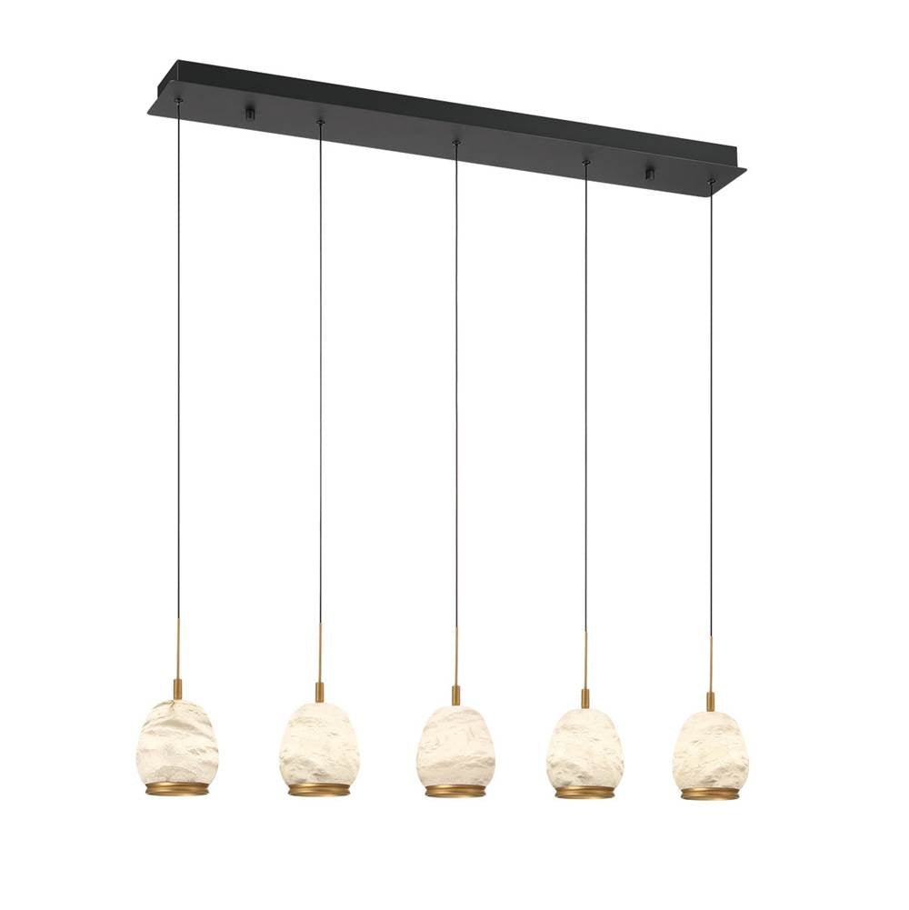Lib&Co Lucidata, 5 Light Linear Led Chandelier, Matte Black