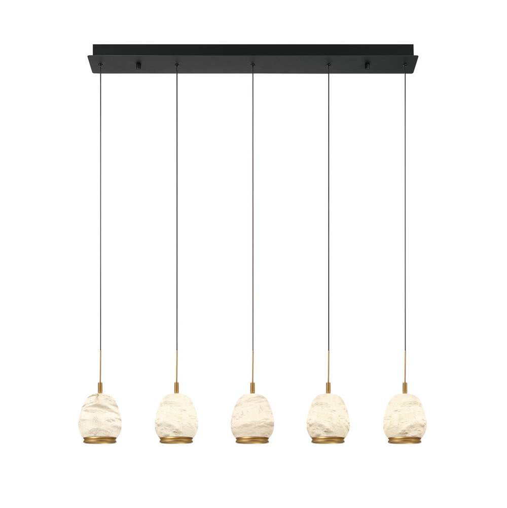 Lib&Co 12141-02 Matte Black Lucidata, 5 Light Linear Led Chandelier, Matte Black Image 1