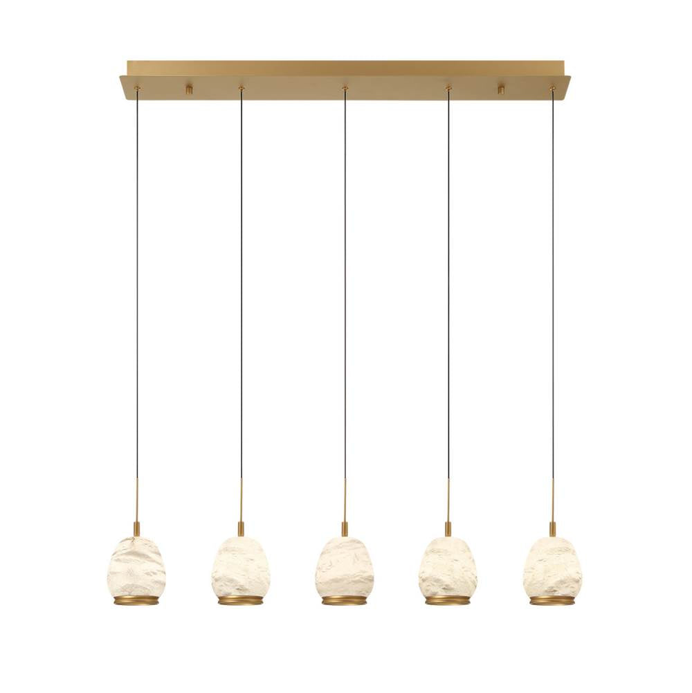 Lib&Co 12141-030 Painted Antique Brass Lucidata, 5 Light Linear Led Chandelier, Painted Antique Brass Image 1