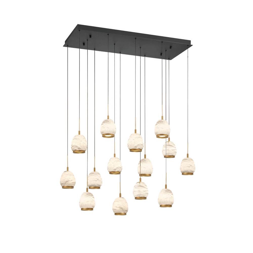Lib&Co Lucidata, 14 Light Rectangular Led Chandelier, Matte Black