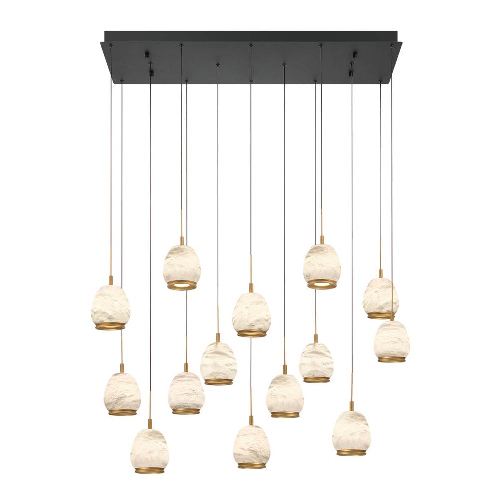 Lib&Co 12142-02 Matte Black Lucidata, 14 Light Rectangular Led Chandelier, Matte Black Image 1