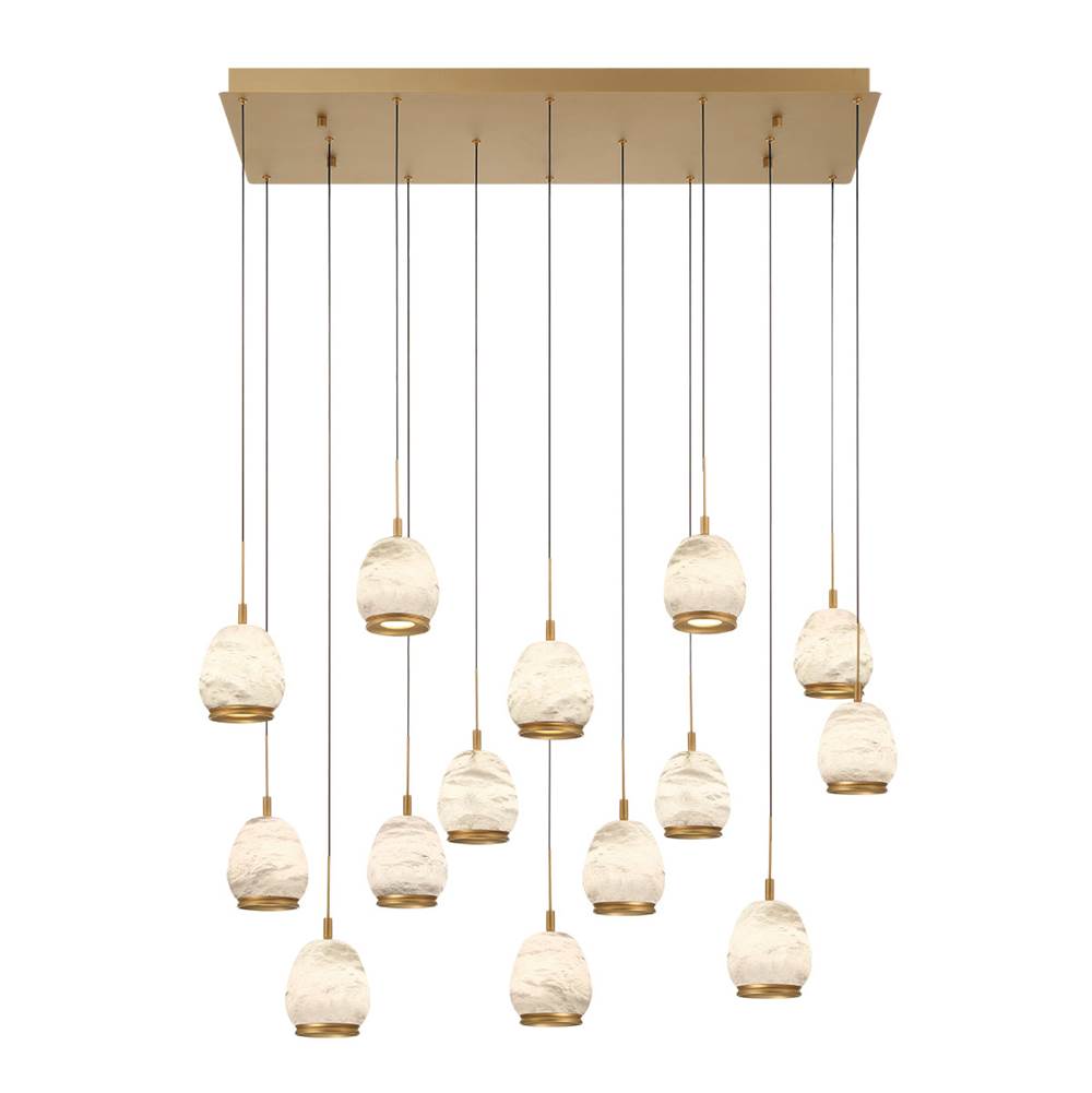 Lib&Co 12142-030 Painted Antique Brass Lucidata, 14 Light Rectangular Led Chandelier, Painted Antique Brass Image 1