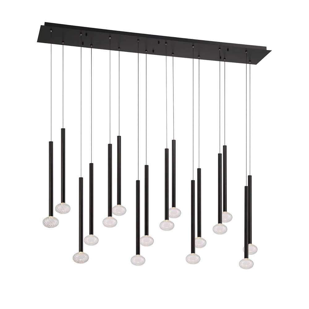Lib&Co Soffio, 16 Light Linear Led Chandelier, Matte Black