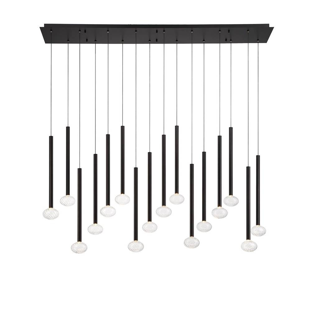 Lib&Co 12146-02 Matte Black Soffio, 16 Light Linear Led Chandelier, Matte Black Image 1
