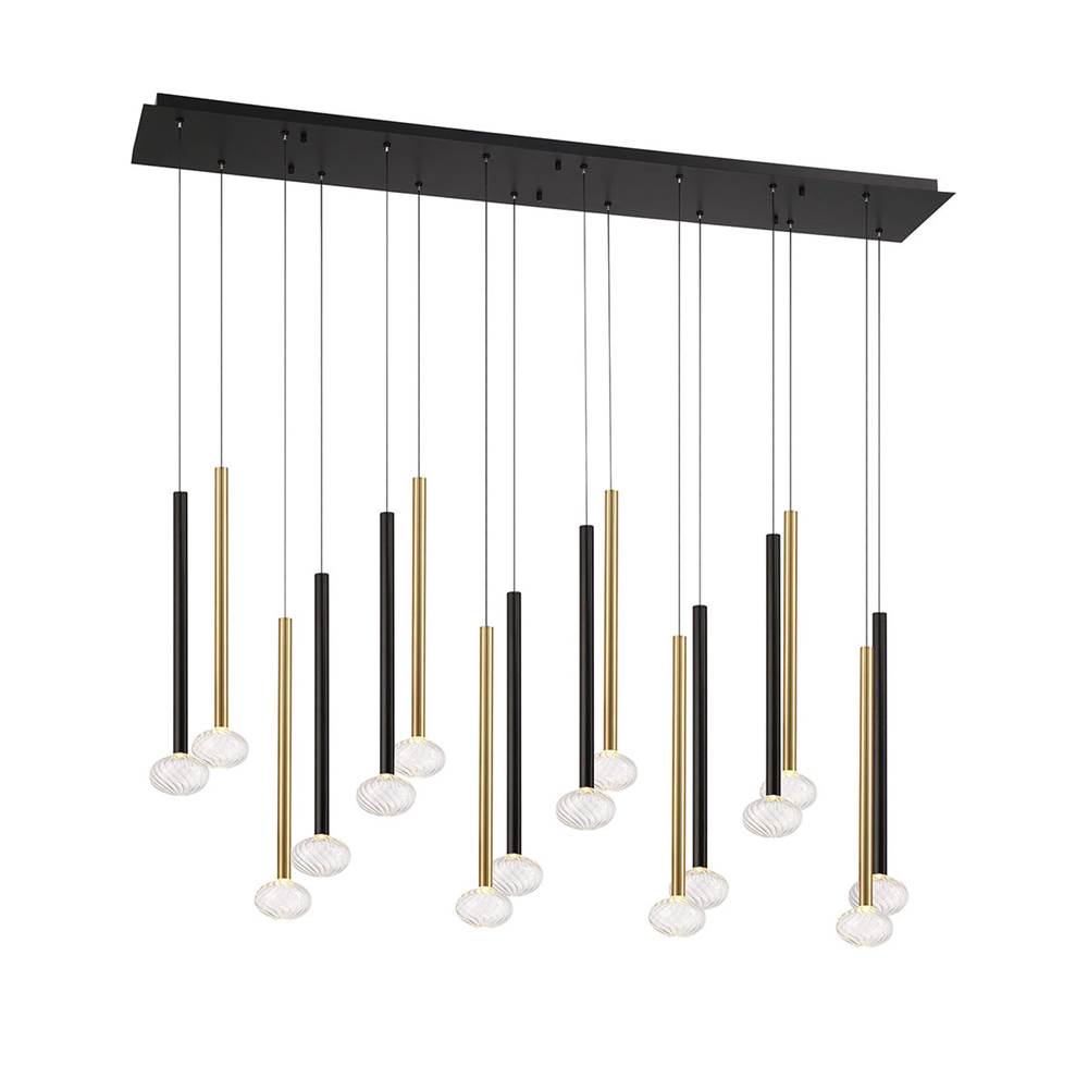 Lib&Co Soffio, 16 Light Linear Led Chandelier, Matte Black