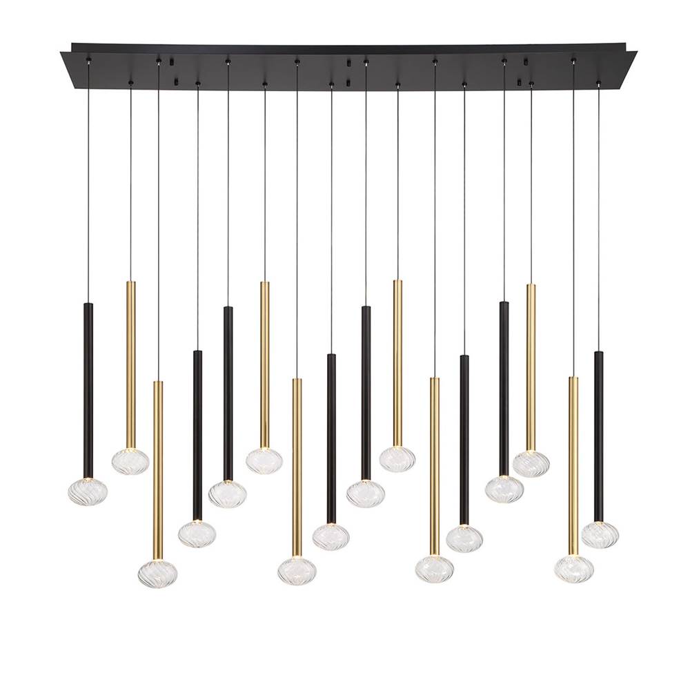 Lib&Co 12146-023 Matte Black And Brushed Gold Soffio, 16 Light Linear Led Chandelier, Mixed Image 1