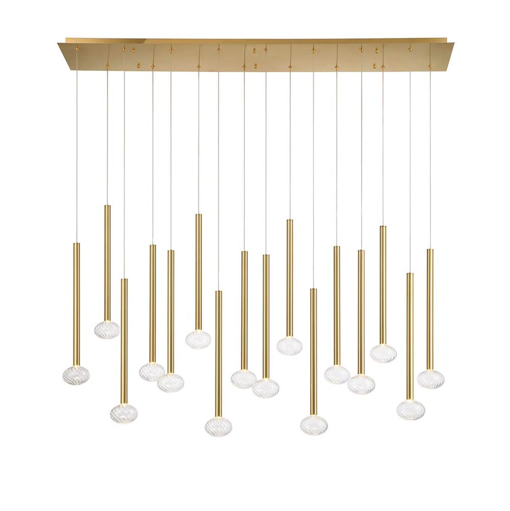 Lib&Co 12146-07 Plated Brushed Gold Soffio, 16 Light Linear Led Chandelier, Plated Brushed Gold Image 1