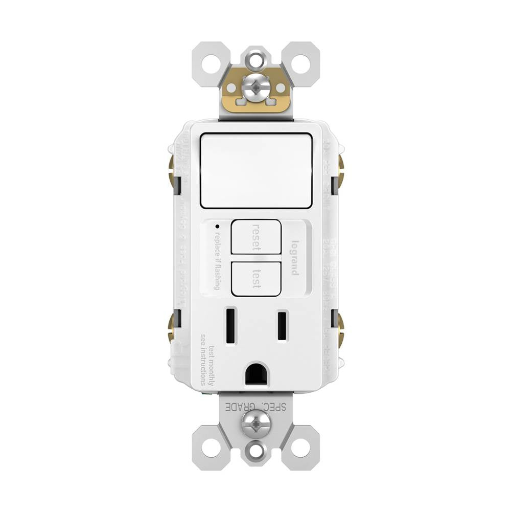 Legrand 1597SWTTRWCCD4 White Radiant Single-pole Switch With Tamper-resistant Self-test Gfci Outlet, White Image 3