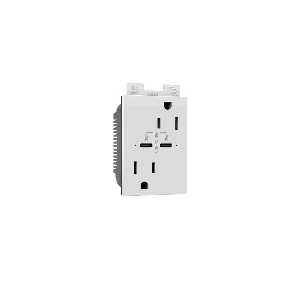 Legrand ARTRUSB15PD30W4 White Adorne 15a Tamper-resistant Ultra-fast Plus Power Delivery Usb Type-c/c Outlet, Plus-size, White Image 2