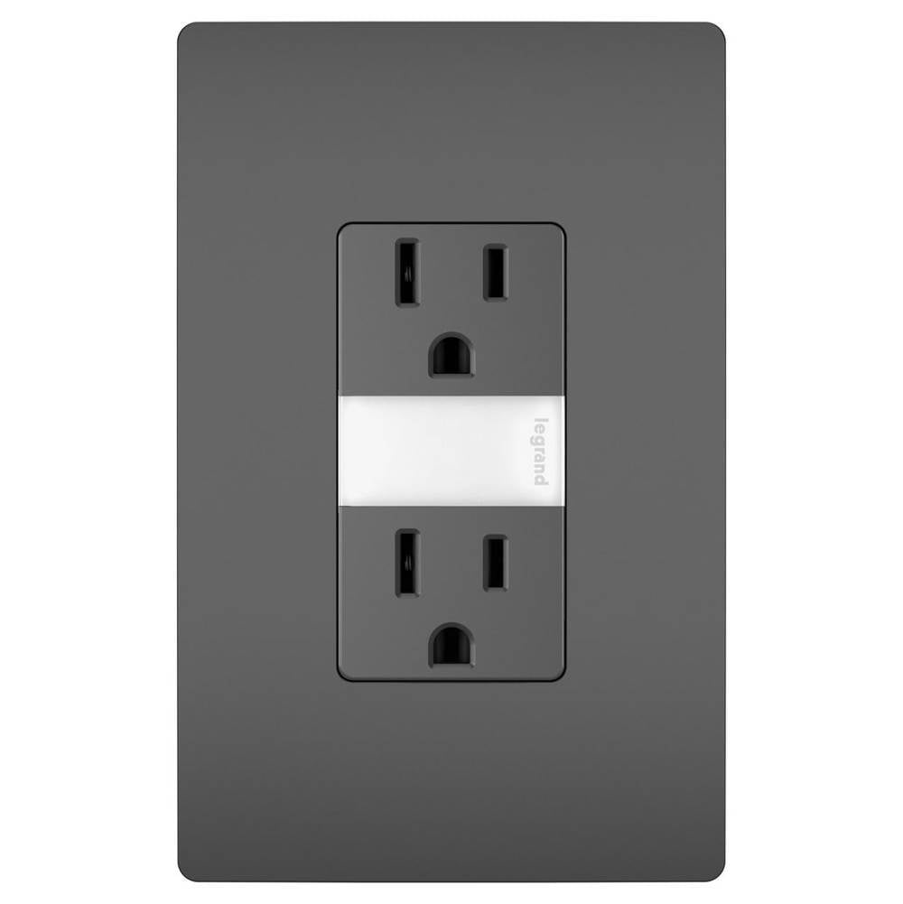 Legrand Radiant 15a Tamper-resistant Outlet With Night Light, Black