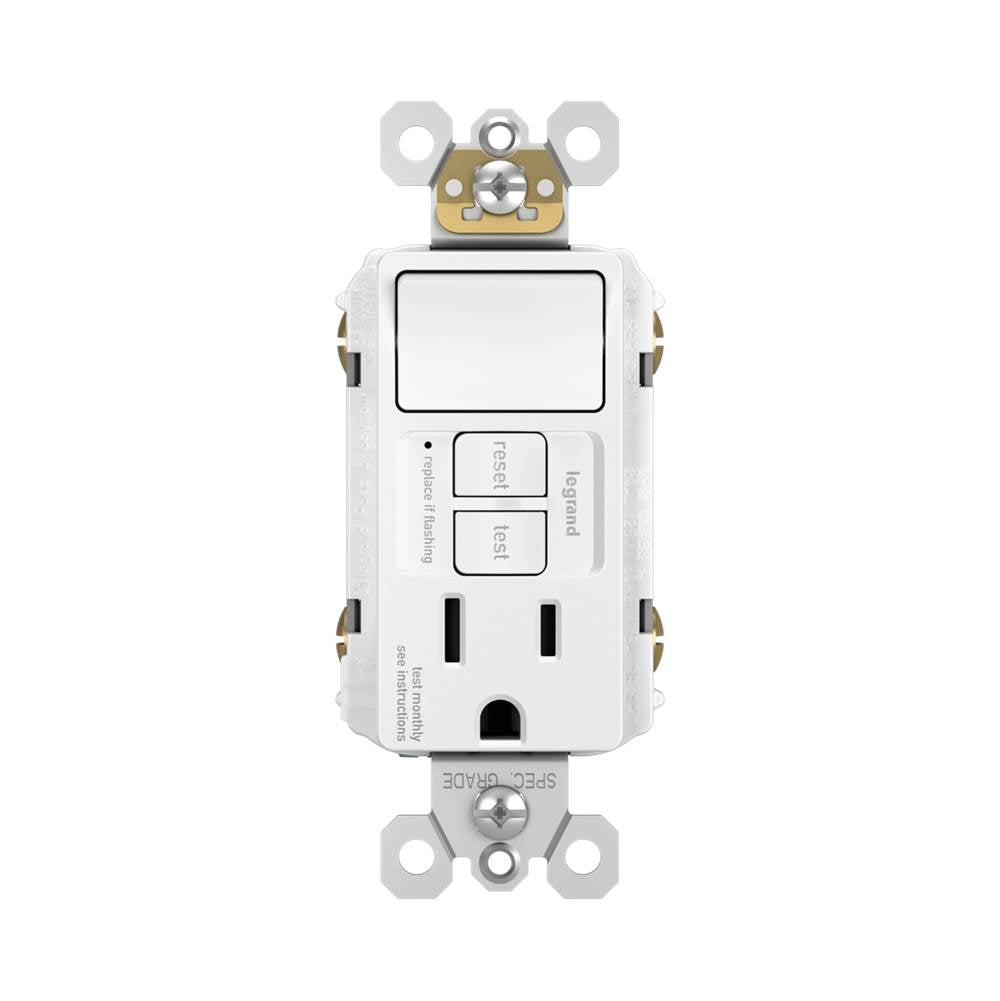 Legrand 1597SWTTRWCCD4 White Radiant Single-pole Switch With Tamper-resistant Self-test Gfci Outlet, White Image 2