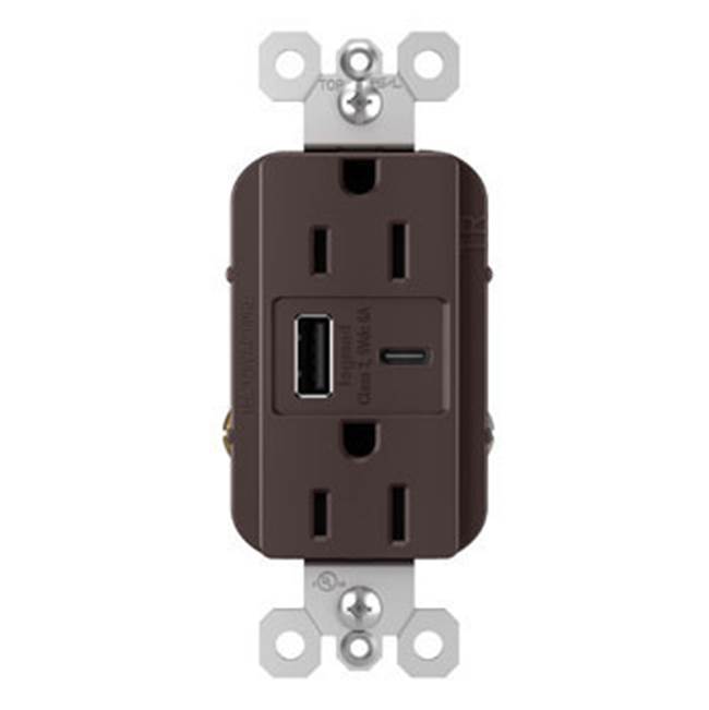 Legrand R26USBAC6DBCCV4 Dark Bronze Radiant 15a Tamper-resistant Ultra-fast Usb Type-a/c Outlet, Dark Bronze Image 3