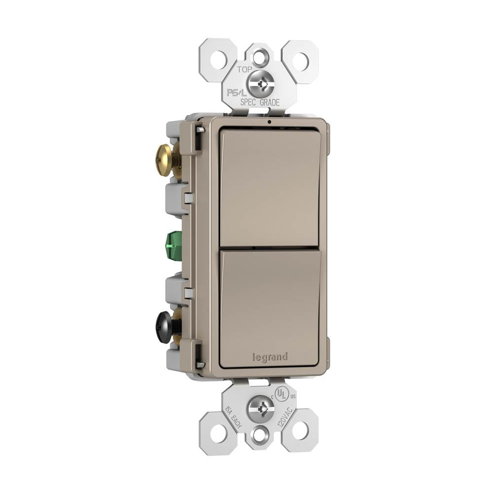 Legrand RCD33NICC6 Nickel Radiant Two Single-pole/3-way Switches, Nickel Image 3