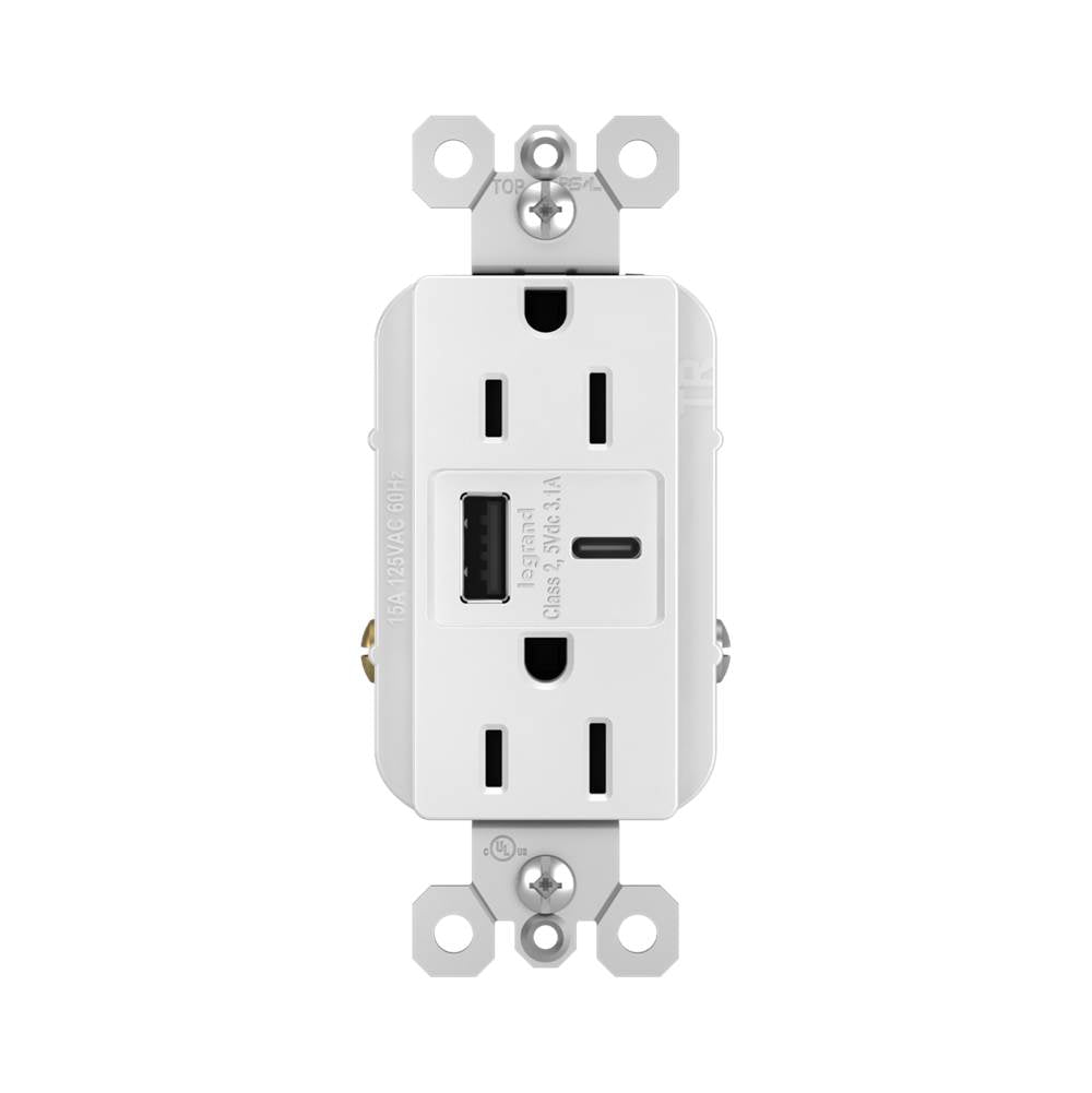 Legrand Radiant 15a Tamper-resistant Usb Type A/c Outlet, Black