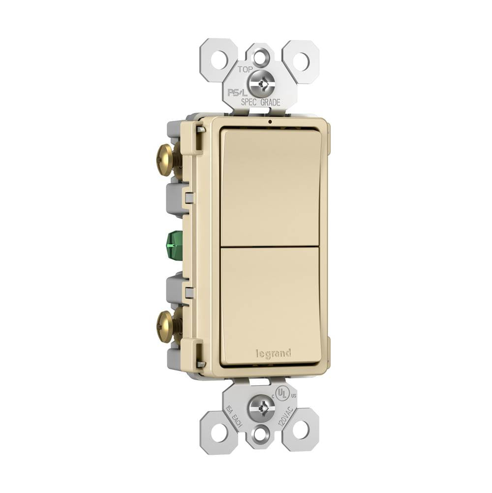 Legrand RCD11I Ivory Radiant Two Single-pole Switches, Ivory Image 3