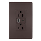 Legrand R26USBAC6DBCCV4 Dark Bronze Radiant 15a Tamper-resistant Ultra-fast Usb Type-a/c Outlet, Dark Bronze Image 1