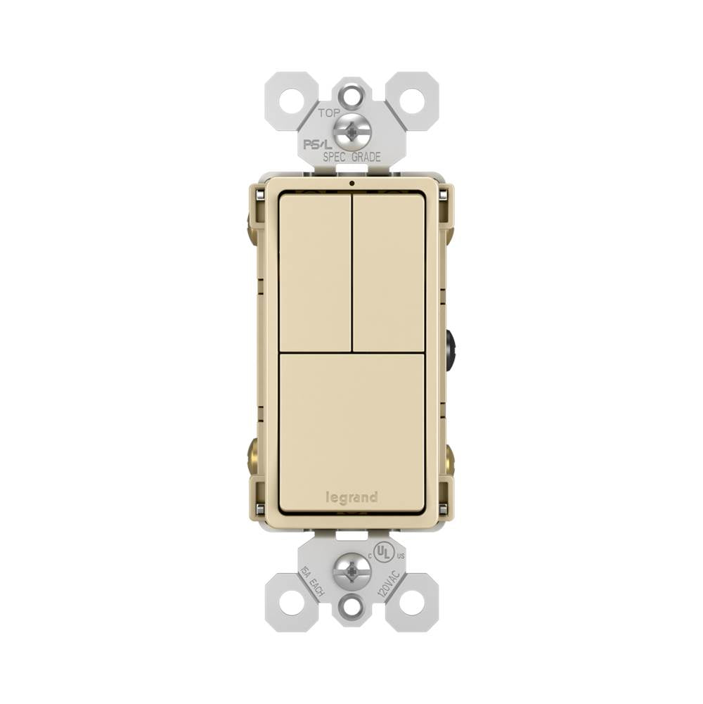 Legrand  Radiant Two Single-pole Switches And Single Pole/3-way Switch