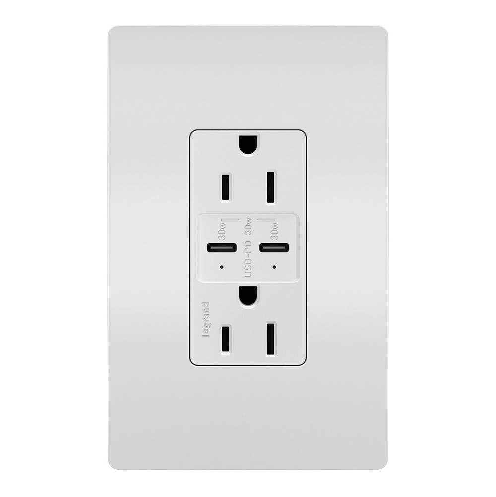 Legrand R26USBPDWCC6 White Radiant 15a Tamper-resistant Ultra-fast Plus Power Delivery Usb Type-cc Outlet - White Image 1