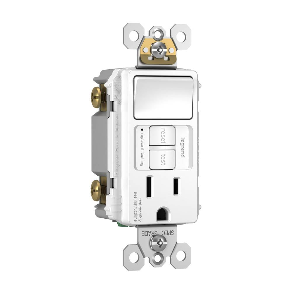 Legrand Radiant Single-pole Switch With Tamper-resistant Self-test Gfci Outlet, Black