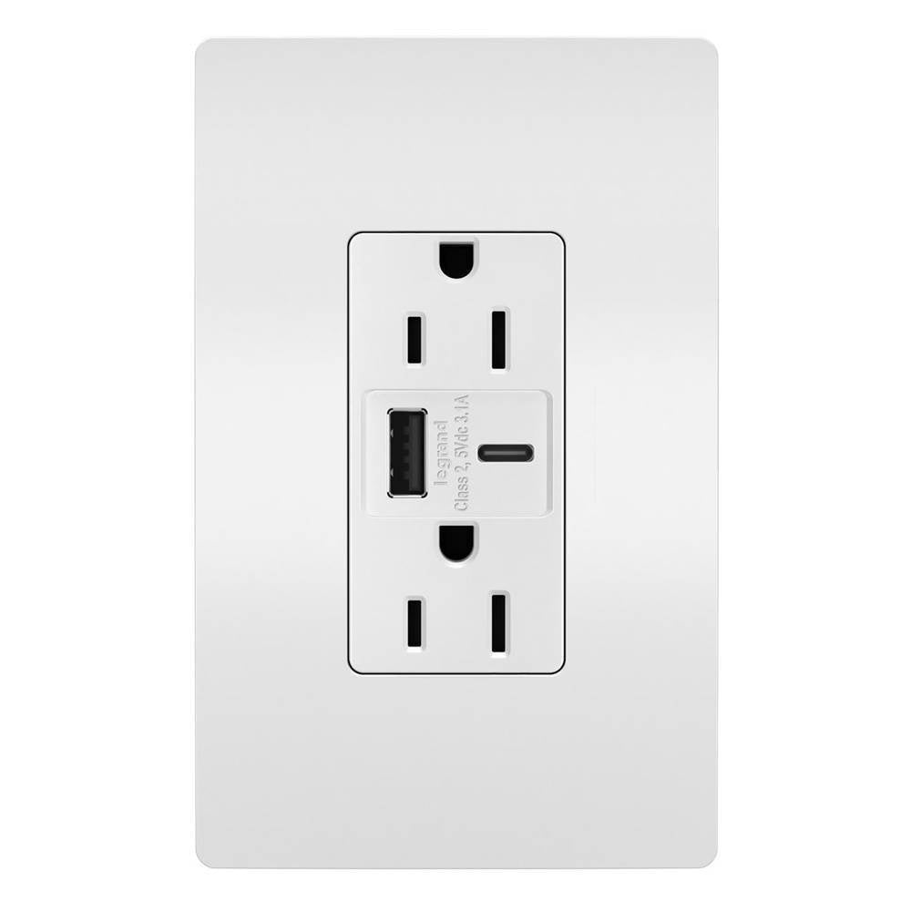 Legrand R26USBACW White Radiant 15a Tamper-resistant Usb Type A/c Outlet, White Image 1