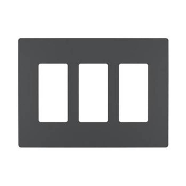 Legrand RWP263GCC6 Graphite Radiant Three-gang Screwless Wall Plate, Graphite Image 1