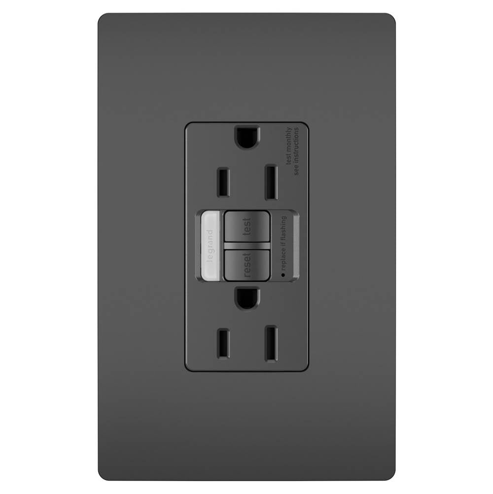 Legrand 1597NTLTRBKCCD4 Black Radiant 15a Tamper-resistant Self-test Gfci Outlet With Night Light, Black Image 1