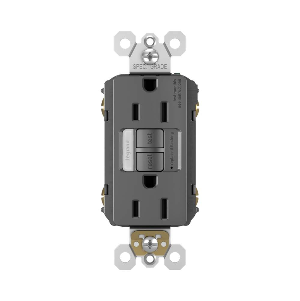 Legrand 1597NTLTRBKCCD4 Black Radiant 15a Tamper-resistant Self-test Gfci Outlet With Night Light, Black Image 2