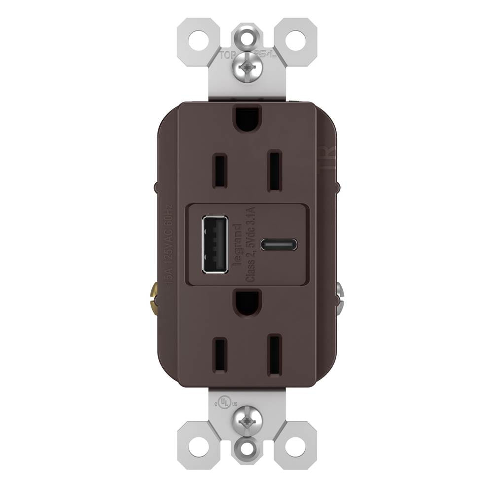 Legrand R26USBACDBCCV4 Dark Bronze Radiant 15a Tamper-resistant Usb Type A/c Outlet, Dark Bronze Image 2