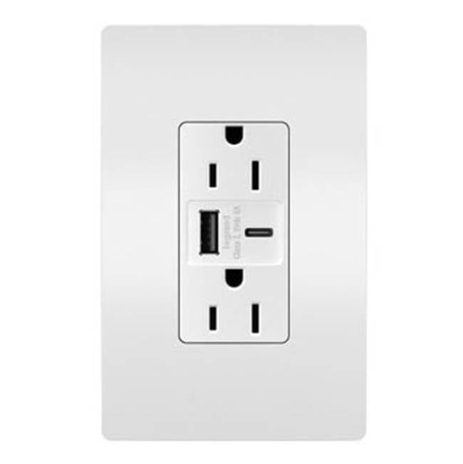 Legrand R26USBAC6W White Radiant 15a Tamper-resistant Ultra-fast Usb Type-a/c Outlet, White Image 1
