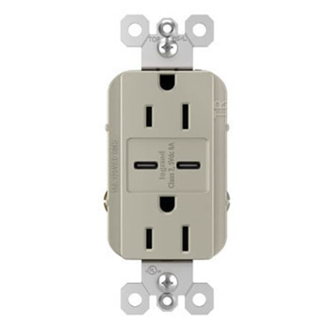 Legrand R26USBCC6NICCV4 Nickel Radiant 15a Tamper-resistant Ultra-fast Usb Type C/c Outlet, Nickel Image 5