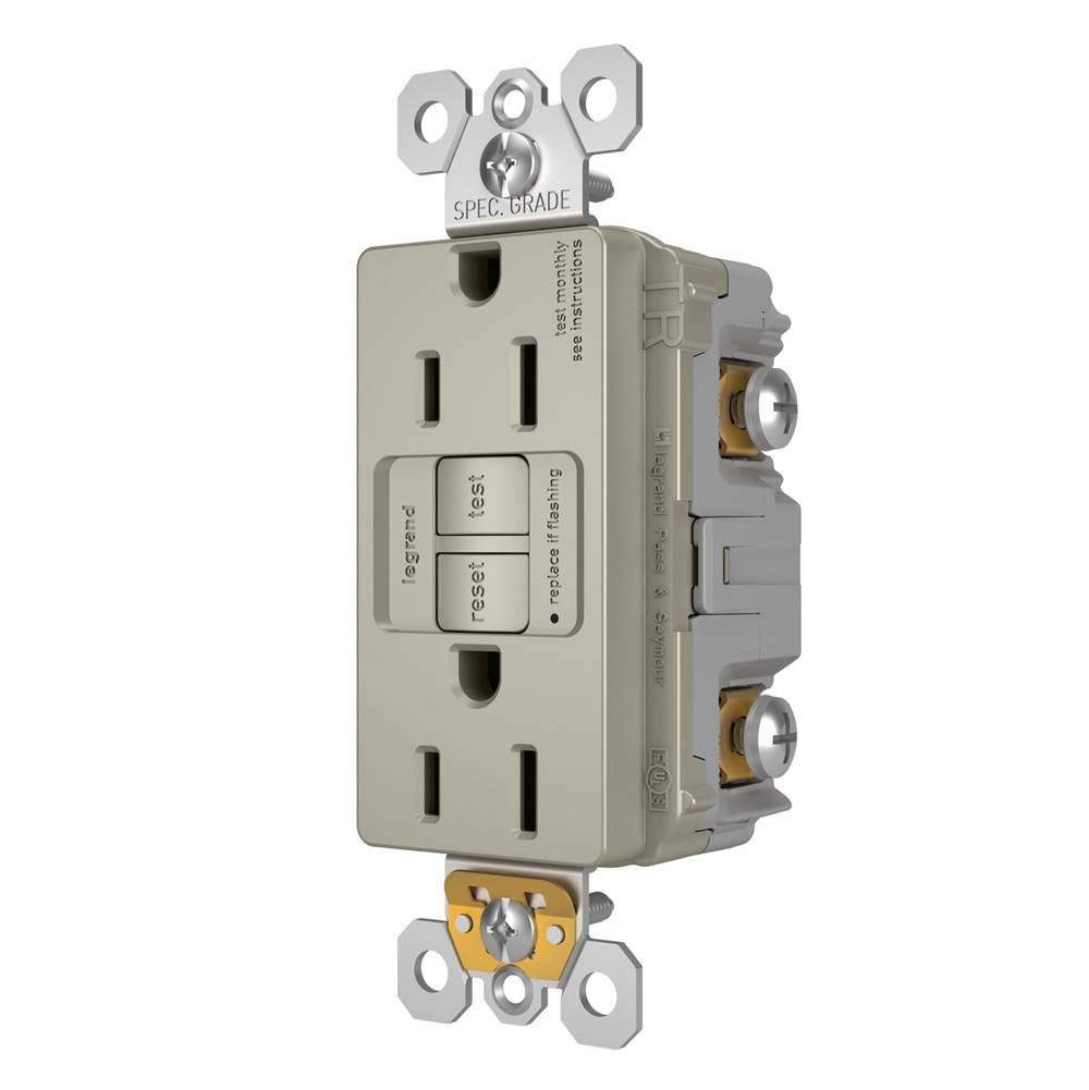 Legrand 1597TRNICC4 Nickel Radiant Spec-grade 15a Tamper-resistant Self-test Gfci Receptacle, Nickel Image 2