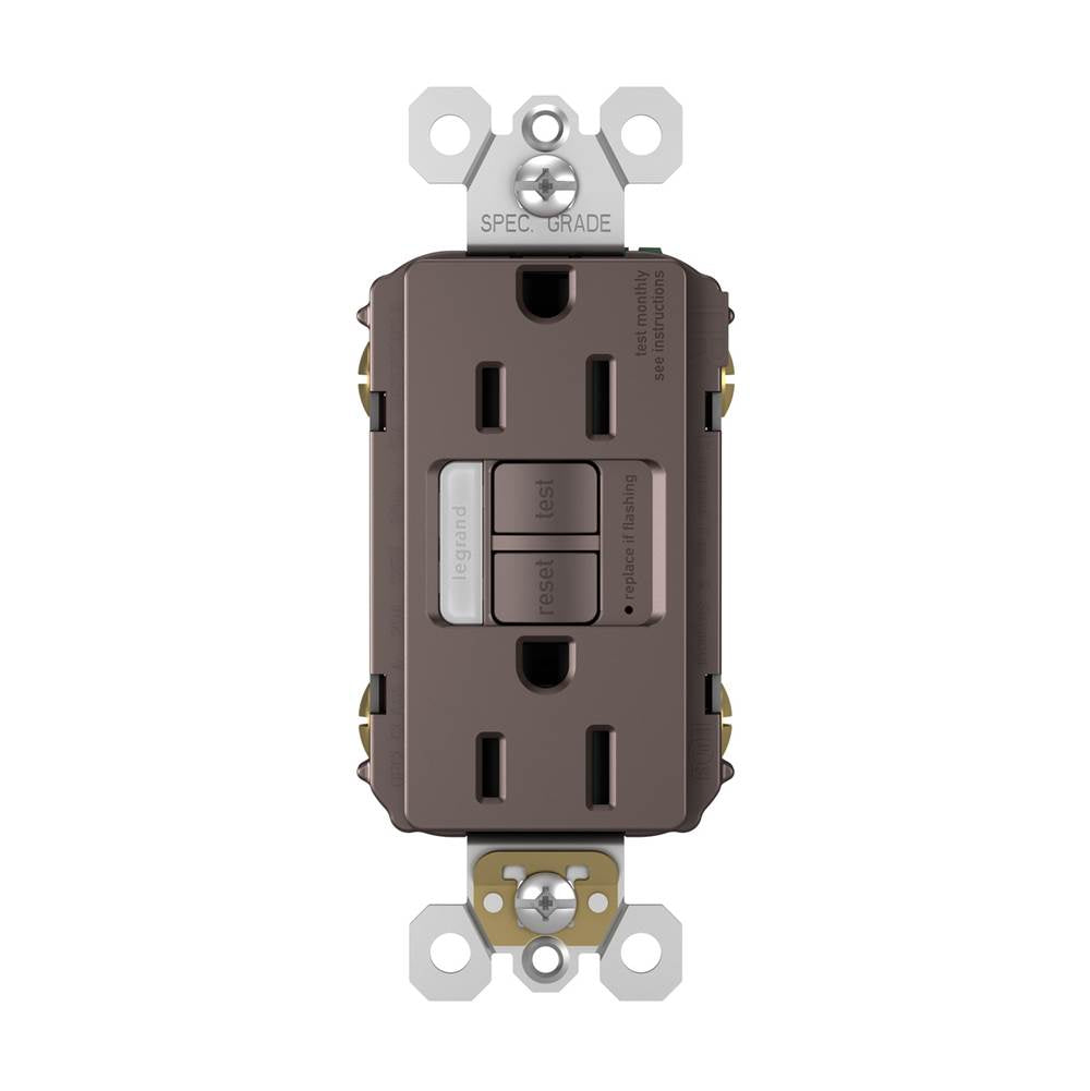 Legrand 1597NTLTRDBCC4 Dark Bronze Radiant 15a Tamper-resistant Self-test Gfci Outlet With Night Light, Dark Bronze Image 3