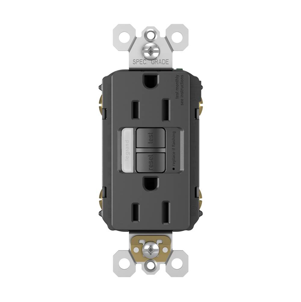 Legrand Radiant 15a Tamper-resistant Self-test Gfci Outlet With Night Light, Black