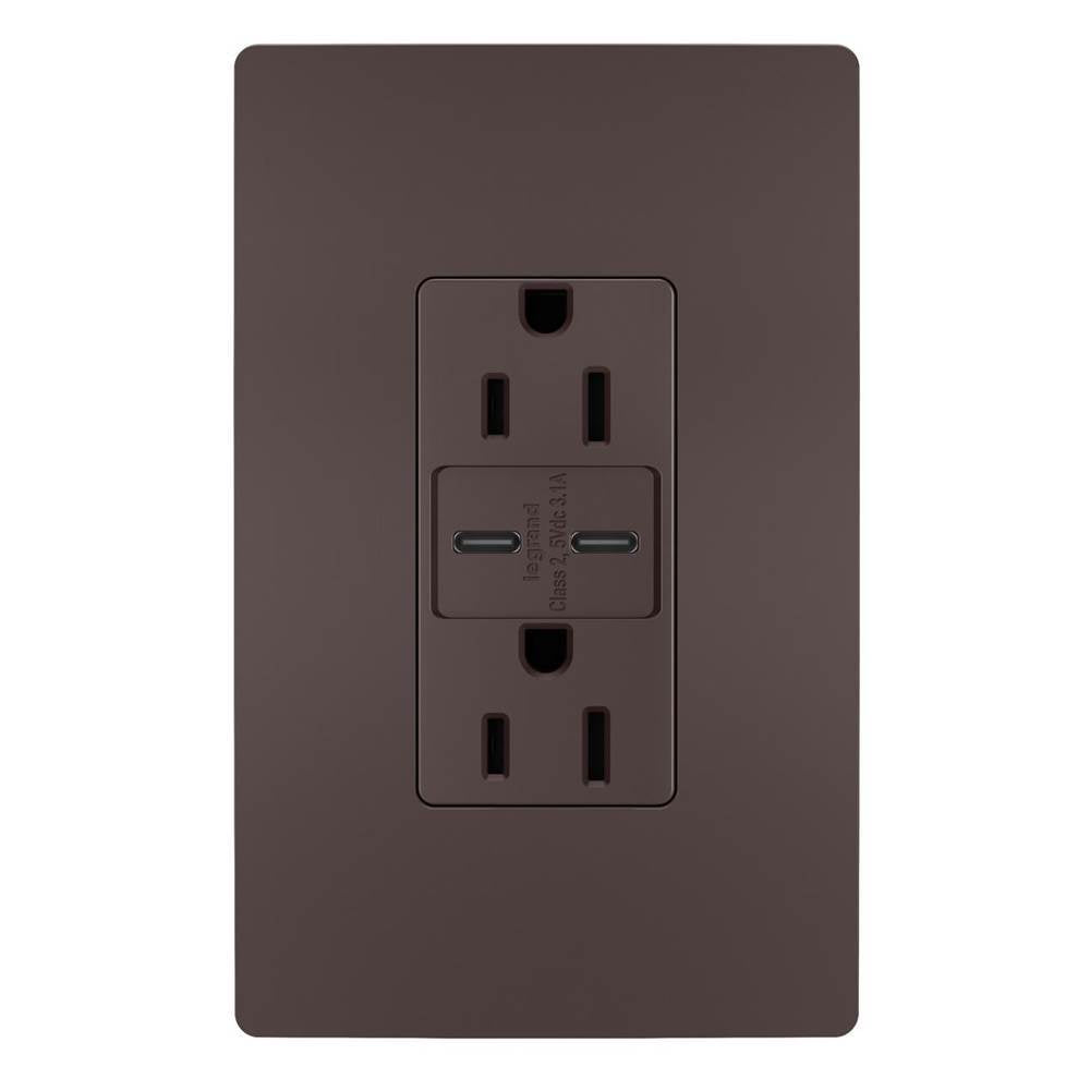 Legrand Radiant 15a Tamper-resistant Usb Type C/c Outlet, Dark Bronze