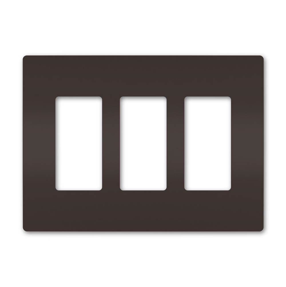 Legrand Radiant Three-gang Screwless Wall Plate, Brown