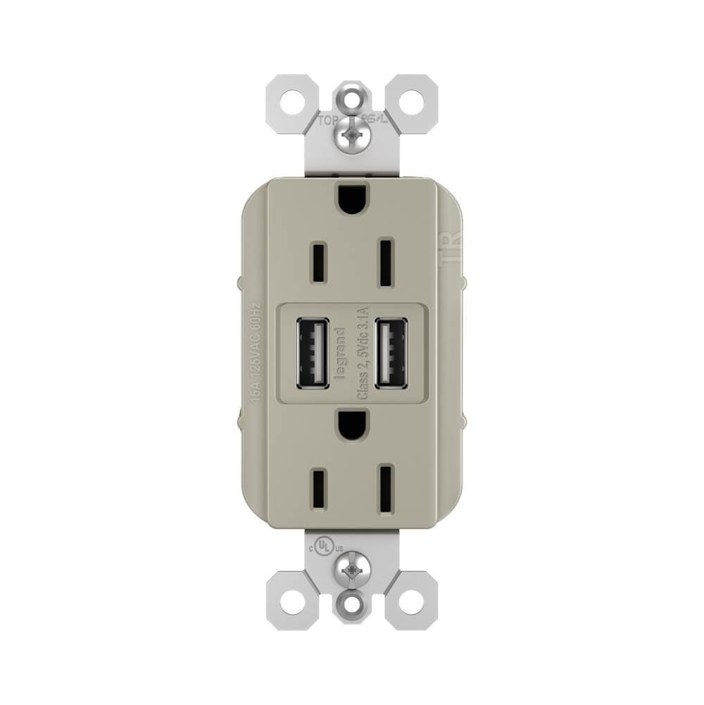Legrand Radiant 15a Tamper-resistant Usb Outlet, Nickel