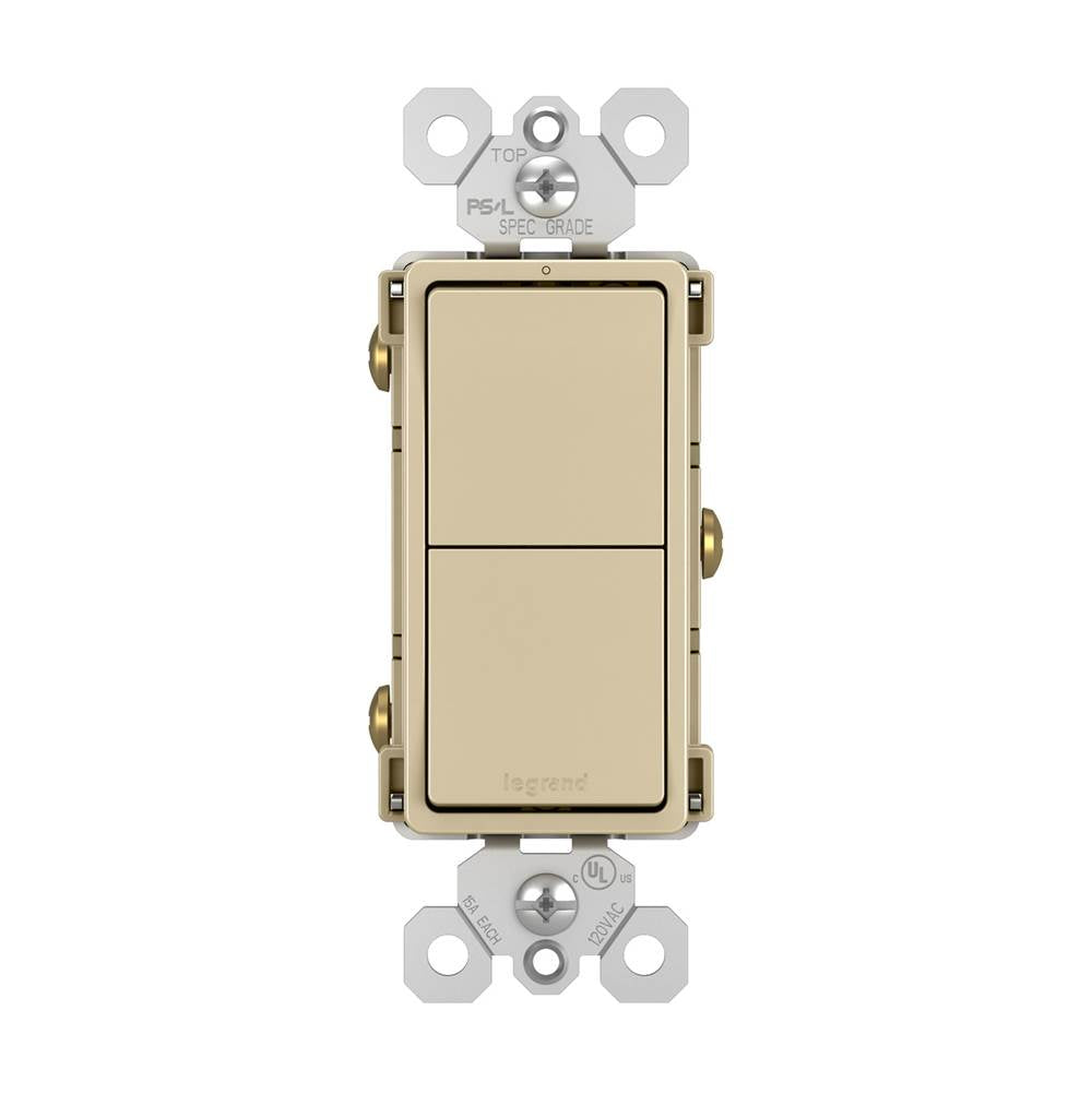 Legrand RCD11I Ivory Radiant Two Single-pole Switches, Ivory Image 2