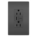 Legrand Radiant 15a Tamper-resistant Usb Type A/c Outlet, Black